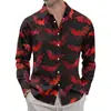 Moda Urbana Transfronteriza Camisa de Manga Larga con Solapa para Hombre Primavera y Otoño Calabaza de Halloween Estampado Digital 3D Fuente Superior