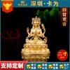 O cartão é de latão 2 polegadas deus da riqueza Xizang 6cm flor de lótus duru verde ornamentos de Buda manjusri bodhisattva estátua de bronze