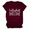 Amazon eBay sitio independiente moda casual mujer voleibol mamá estampado de leopardo cuello redondo camiseta