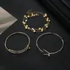 Pulsera de Perlas con Forma de Corazón y Estrella Transfronteriza Europea y Americana, Pulsera Geométrica de Triángulo de Moda para el Trabajo, Pulsera Personalizada, Juego de 3 Piezas