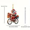 Cross-border novo desenho animado papai noel ciclismo presente interior do carro acrílico pingente bolsa chaveiro decoração