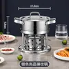 Mini Olla Caliente Individual de Acero Inoxidable 304 de Gama Alta Comercial con Estufa Ecológica de Alcohol y Aceite para Uso Doméstico, Una Olla por Persona para Autoservicio