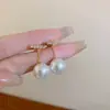 Nuevos pendientes geométricos de perlas de una palabra para mujer cara redonda adelgazante sentido de la moda retro temperamento de viajero pendientes de perlas