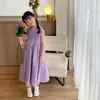 Vestido chaleco estilo coreano estilo western para niñas, nuevo de verano, dulce, estilo princesa para niños, falda de algodón de alta gama, moda