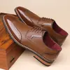 Superventas de Amazon Transfronterizo Tallas Grandes para Hombre Zapatos de Cuero Estilo Británico Formal de Negocios con Cordones y Brogue Tallado - 25506