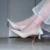 Tacones Altos de Temperamento Francés Sentido de Diseño Nicho No Cansan los Pies Dama de Honor Vestido de Novia Zapatos de Boda Doble Uso Zapatos de Novia