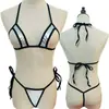 Lingerie Sexy Transfronteiriça Mini Roupa de Banho Roupa de Banho de Couro Sintético Feminina Sexy Transparente Ebay Conjunto Biquíni Três Peças