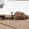 Peine de Masaje Meridianos Tallado de Sándalo Verde, Artesanía de Madera para Mujeres, Peine de Bolsillo Portátil Estilo Antiguo, Colgante de Atracción Turística, Adorno para Bolso