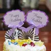 Tarjeta de firma de feliz cumpleaños nota de felicitación decoración de tarjeta de pastel decoración de mesa de postres de fiesta banderín insertable