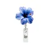Porta-crachá retrátil giratório acrílico com flor de orquídea, fácil de puxar, para equipe médica, clipe de crachá, fivela de puxar fácil, presente
