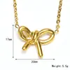 Colar feminino de aço titânio com laço moda nicho simples versátil luxo leve alta qualidade corrente clavícula ouro 18K venda direta