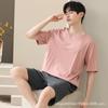 Pijama Masculina Exclusiva de Verão Fina Transfronteiriça Modal Manga Curta Shorts Conjunto Pulôver Fresco Roupa de Dormir Juvenil