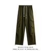 2025 Ropa Deportiva de Hilo con Cordón para Hombre de Primavera y Otoño Estilo Hong Kong Modernos Holgados Rectos Casuales