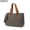 Bolso de mano informal para mujer, bolso diagonal de lona impermeable con primera capa de cuero, bolso de hombro de color sólido, suministro de fábrica desbordante