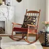 Mecedora Vintage de Madera Maciza Estilo Francés, Sillón Perezoso para Sala de Estar, Reclinable para Adultos, Adecuado para Dormir, Sillón Sofá de Ocio para Balcón, Lujo Ligero