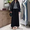 Falda negra deportiva midi con cordón, adelgazante, casual, nuevo estilo de otoño, de cintura alta, recta, elástica, con abertura y drapeado para mujer