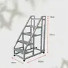 Escada de Degraus Espessa para Supermercado, Armazém, Uso Doméstico e Industrial, com Corrimãos, Três ou Quatro Degraus, com Rodas, Escada de Subida Móvel