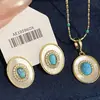 Collar con Colgante Redondo de Circonita Super Brillante Set de Joyería Versátil de Lujo Ligero de Alta Gama Moda Exquisita Aretes de Botón Temperamento para Mujeres