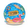 Nuevo Anillo de Natación para Fiesta de Piscina de Verano Plato de Cumpleaños Bandera de Tirar Vaso de Papel de Seda Plato de Papel Cuchillo Tenedor Cuchara Set de Fiesta