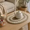Jogos americanos ovais trançados transfronteiriços, jogos de mesa de corda de algodão, adequados para uso interno e externo, para jantares, reuniões familiares e uso na cozinha, resistentes ao calor
