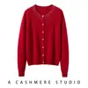 Cárdigan de punto 100% cachemira pura, moderno estilo nuevo de otoño e invierno, cuello redondo con pedrería, de un solo botón, elegante y cálido para mujer