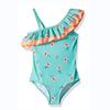 2026 Traje de baño de una pieza para niñas, de un solo hombro, con volantes, triangular, multicolor, fabricante, venta al por mayor, estilo floral infantil
