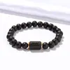 Pulsera Elástica de Explosiones Transfronterizas Europeas y Americanas Pulsera de Pareja con Cuentas de Ágata Negra Mate de las Doce Constelaciones Europeas y Americanas