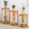 Suporte de Flores de Bambu Madeira Maciça Sala de Estar Interno Moderno Minimalista Suporte de Flores Rabanete Verde Varanda Suporte de Vasos de Flores Multicamadas Rack de Armazenamento para Bonsai