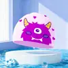 Touca de Silicone para Natação Infantil, Proteção para Ouvidos, Impermeável, Não Apertada, Silicone para Cabelo Longo Confortável, Touca Cartoon para Meninas e Meninos, Touca Cartoon Profissional para Bebês