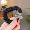 Elástico de Cabelo de Tecido Flor de Cristal Flor de Cinco Pétalas Corda de Cabelo Faixa de Cabelo para Rabo de Cavalo Alto-Baixo Acessório de Cabelo para Mulheres