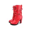 Novas Botas Femininas Impermeáveis com Plataforma Salto Alto Estilo Britânico Botas de Salto Grosso Botas de Cano Médio Tamanho Grande 40-48 Botas