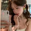 Pendientes de borlas con cuentas para vacaciones junto al mar, para mujer, de principios de primavera, con cara dulce Mori, pequeños pendientes, únicos y hermosos, con colores contrastantes.
