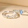 Anillo de plata de ley con diseño de trémolo transfronterizo para amantes, un par de anillos con diseño de chicas, regalo de cumpleaños para novia