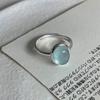 Anillo de Plata de Ley 925 Color Azul Hielo Aurora Piedra Agrietada por el Hielo para Mujer, Nicho Lujo Ligero, Simple Estilo Ins Plata Ajustable Yc Cristal.