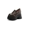 Plataforma com 12cm de Altura Interna Sapatos Loafer de Pele de Ovelha com Solado Grosso Feminino 2025 Bico Redondo Impermeável Plataforma Salto Grosso Plataforma