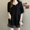 Ropa de Verano para Mujer Tallas Grandes, Diseño Nuevo, Adelgazante y Rejuvenecedor, Cuello Redondo, Oculta el Vientre, Top Casual de Manga Corta a la Moda