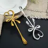 Cuchara de acero inoxidable 304, cuchara de café dorada, creativa cuchara colgante con lazo de amor, cuchara para mezclar, regalo de boda