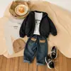 Conjunto de Roupa Externa Jaqueta Corta-Vento Infantil para Meninos 2026 Outono Novo Estilo Crianças Pequenas e Médias Moda Estilosa Estilo Coreano Roupas de Duas Peças