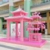 Expositores Decorativos Comerciais, Arte Floral Rosa, Pavilhões Estilo Antigo, Fábrica de Produção de Adereços Fotográficos da Moda