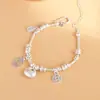 Pulsera de Plata S925 Rey Ciervo Dorado Moda Artística Gota de Agua Ruyi Paz Pequeño Gordo Candado de la Fortuna Trenzado Hecho a Mano DIY