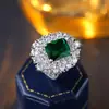 Set de Joyería de Lujo de Gama Alta Color Zafiro Pendientes Collar Anillo Zirconia Cuadrada Accesorios de Joyería de Alta Gama de Uso Rudo