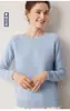 Suéter de Punto Grueso 100% Cachemir Otoño Invierno para Mujer Hombro de Silla Cuello Redondo Capa Base Pulóver de Punto Top Versátil