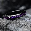 Anillo de Boda Nuevo Romántico 4mm Tungsteno Negro Electrochapado Incrustado con Piedra Triturada Azul-Morada Regalo para Mujer Venta al por Mayor