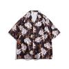Camisa Floral Retro Floresta Floral Estampa Completa de Crisântemo Manga Curta Masculina e Feminina Estilo Férias Praia Estilo Ilha Havaiana