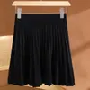 Novo Outono/Inverno Malha 100% Lã Lurex Mini Saia Plissada Feminina Cintura Alta Emagrecedora Versátil Meia Saia Saia Plissada