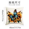 Funda de almohada de lino con diseño de mariposa, funda de almohada con estampado de girasol amarillo, funda de almohada decorativa para sofá del hogar transfronteriza