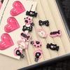 Pasador para el cabello de hueso de gatito rosa y negro Y2K Sexy Corazón Mini Clip de pico de pato Chica Corazón Dibujos animados Tocado Flequillo femenino