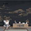 Tela de pared de pintura de paisaje chino, fondo de pared para TV, boceto, ático, sala de estar, dormitorio de lujo ligero, papel tapiz mural autoadhesivo para ingeniería