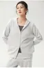Conjunto de cárdigan con capucha y pantalones de pierna ancha para mujer de otoño e invierno, con diseño de punto gofrado y fabricado 100% cachemira