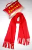 Venda por atacado de fábrica popular cachecol vermelho de veludo dupla face super macio com franja fina venda presente cachecol vermelho imitação de caxemira